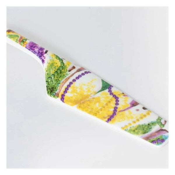Ceramic Mardi Gras King Cake Server