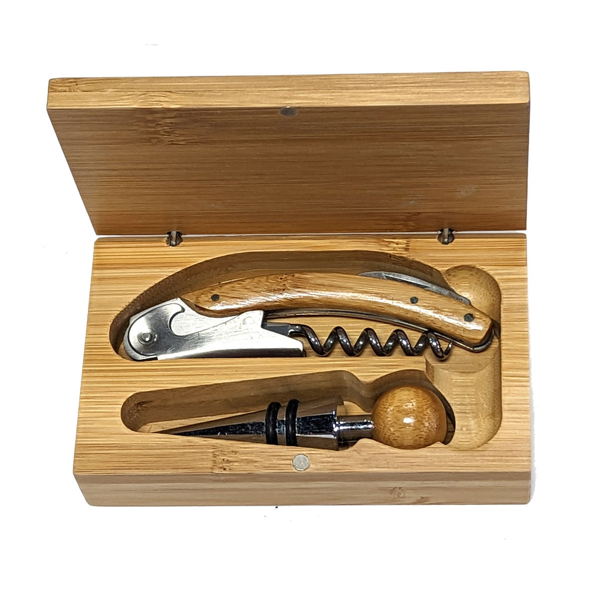 Alabama Corkscrew and Bottle Stopper Bamboo Boxed Set.