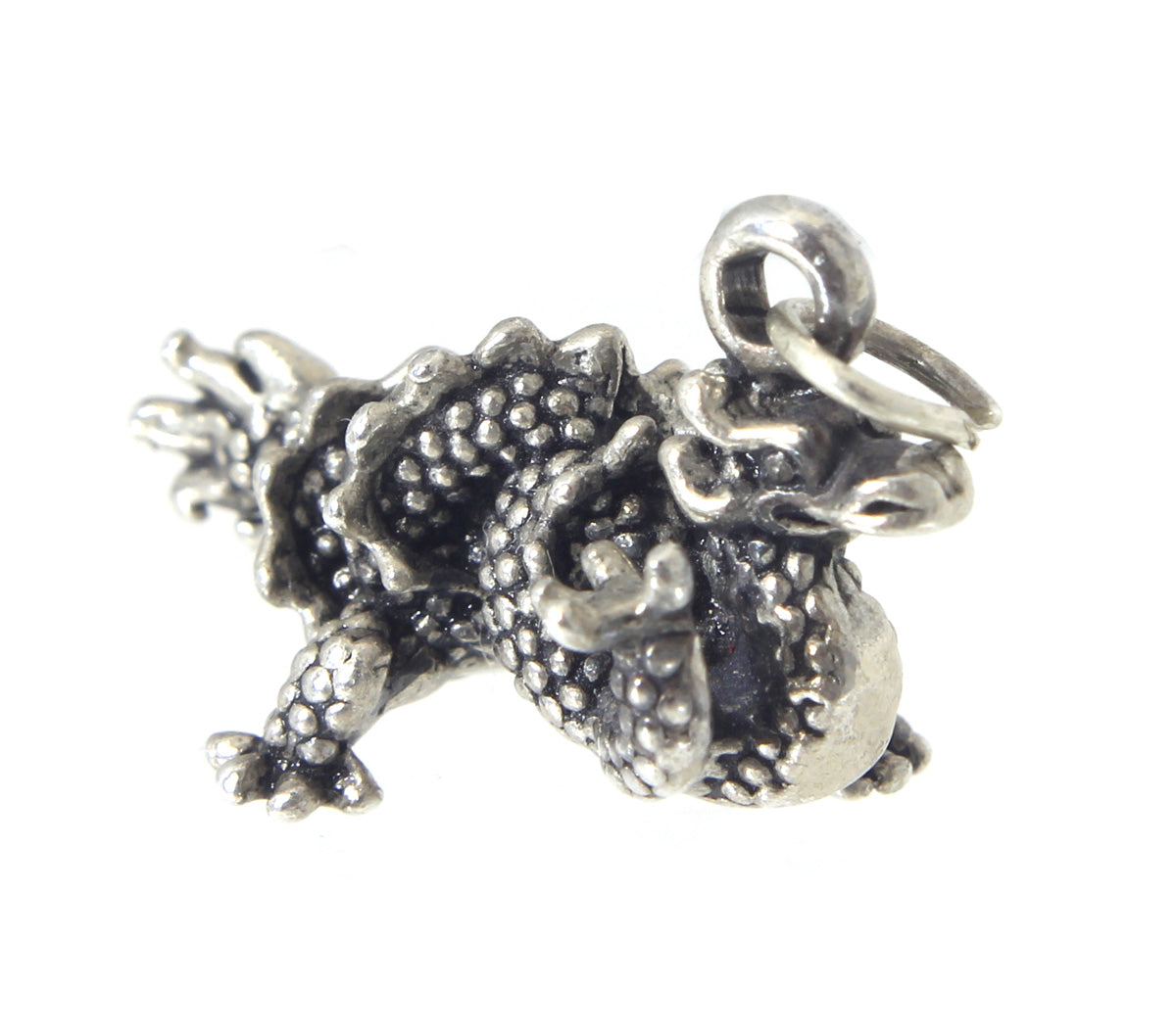 Dragon charm/pendant, twisting tail, Sterling Silver
