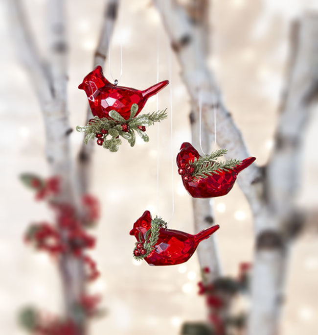Teeny Cardinal Ornament w/ Mistletoe