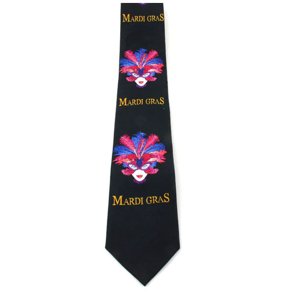 Mardi Gras Tie Lady w/Mask Black