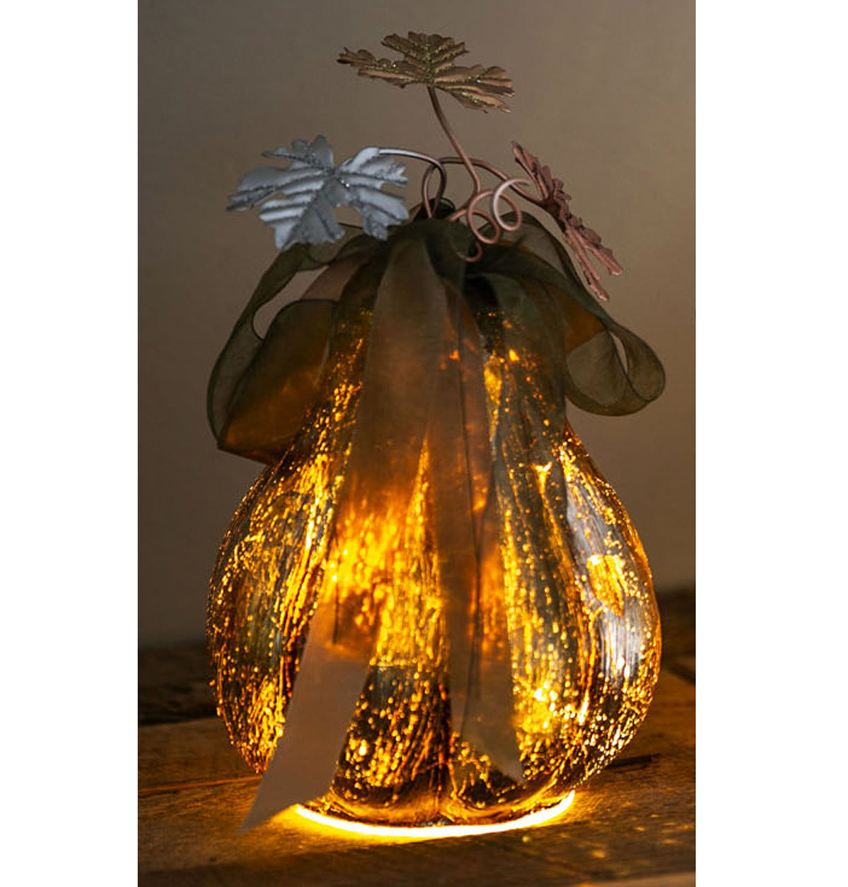 Pumpkin Tabletop Décor, Glass LED, 2 varieties