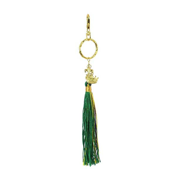 Mardi Gras Tassel Key Chain, Fleur De Lis/Crown